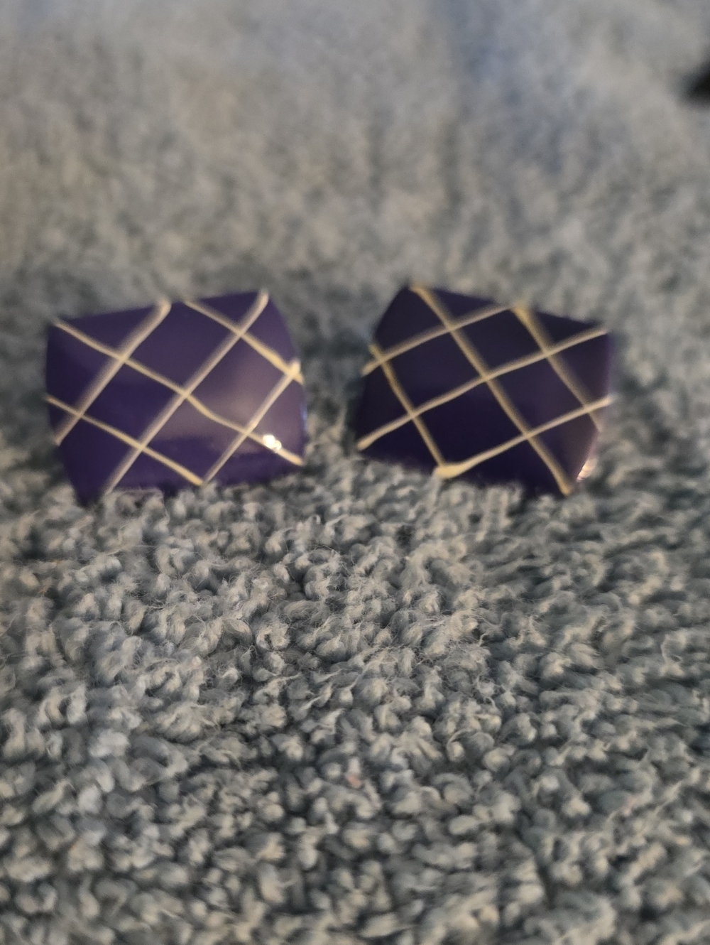 Purple Geometric Enamel Earrings